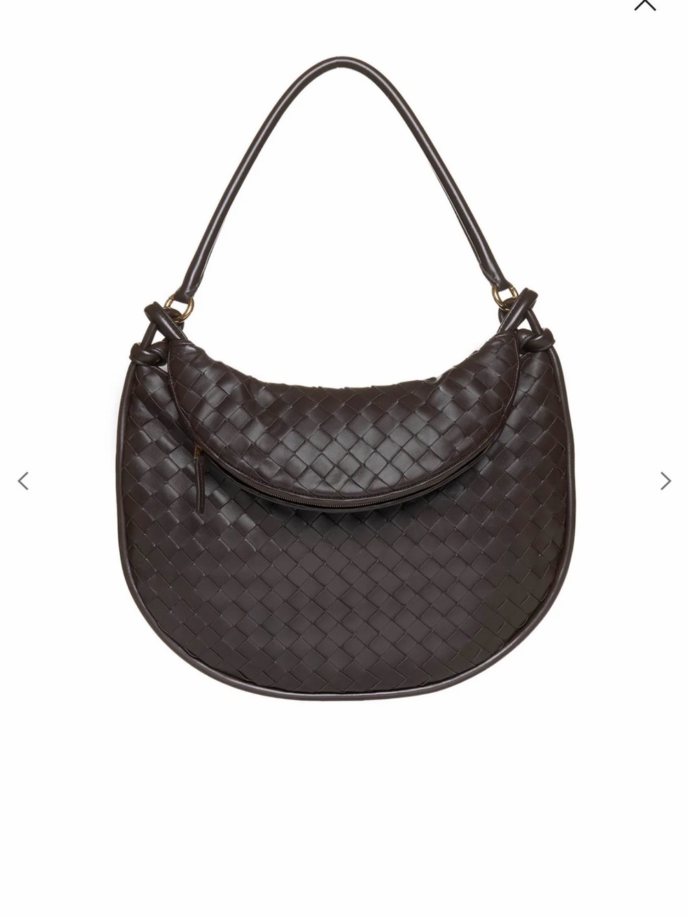 Bottega Veneta Large Intrecciato Leather Crescent Shoulder Bag in Dark Brown
